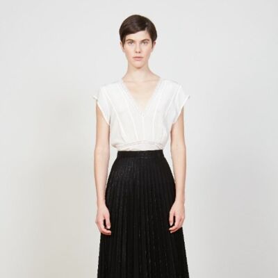 Long belted sun pleated skirt