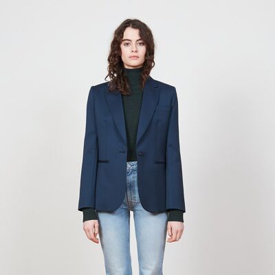 Fitted wool suit jacket