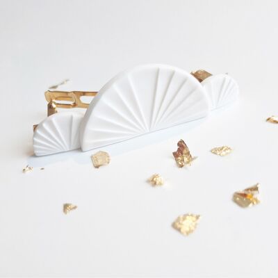 White and gold fan hair clip - Bean N ° 02