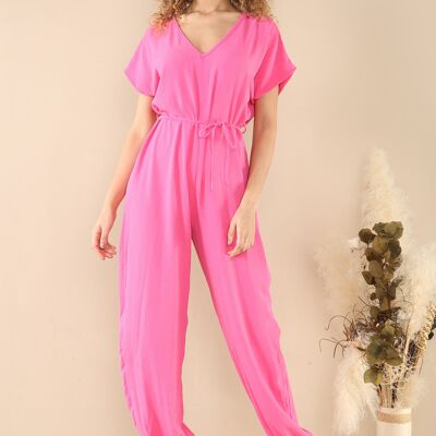 Short Sleeve Elasticated Ankle Jumpsuit