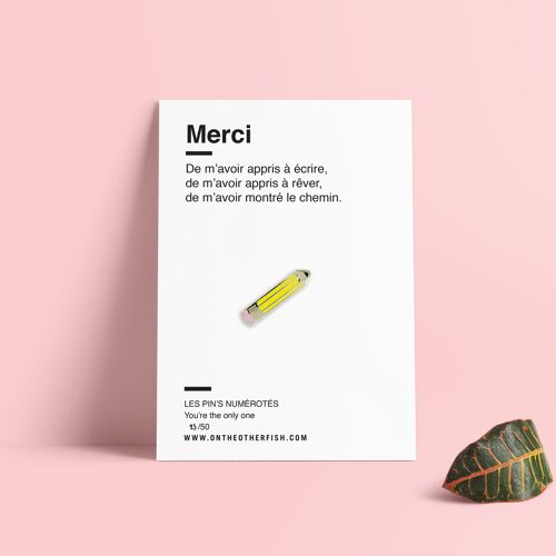 Pin's Merci - Crayon - École - Maîtresse/ Maître - Spécial fête fin d'année scolaire