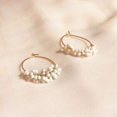 White and gold porcelain earrings - Pearl N ° 05