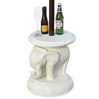 Bali Elephant Parasol Base with Drinks Table