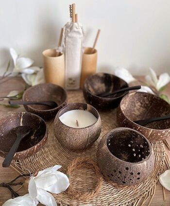 Tasse en bambou naturel + paille en bambou + nettoyant pour paille - Boisson sans plastique - Cadeau écologique - Durable - Tasse à thé - Tasse à café 4