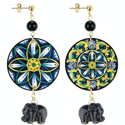 The Circle Special Small Mosaic Women's Earrings. Made in Italy