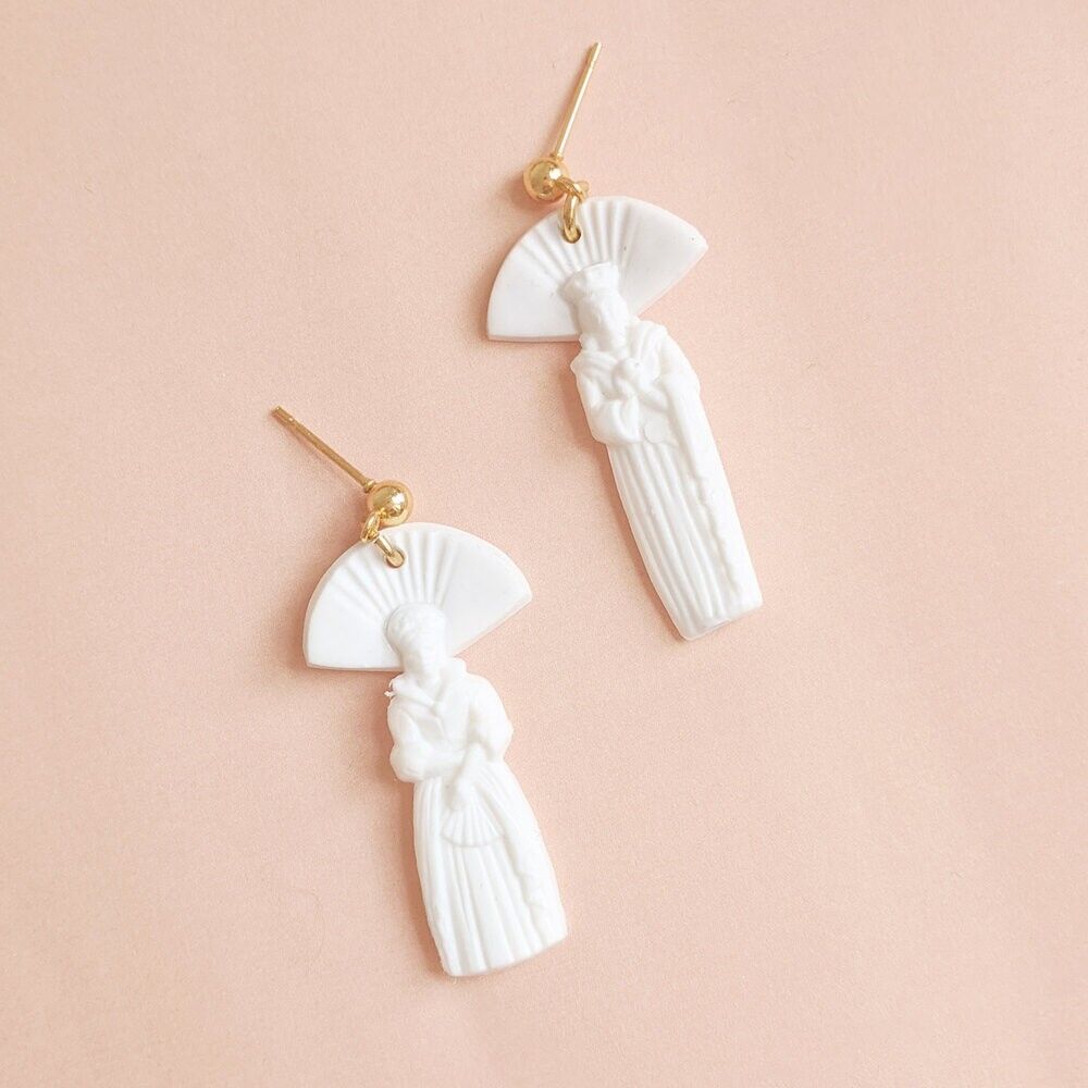 Orecchini bianchi e oro - Fève N° 21