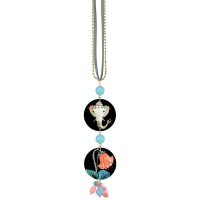 Celebre la primavera con joyas inspiradas en la naturaleza. El Círculo Especial Collar Clásico Mujer Elefante y Flor. Hecho en Italia