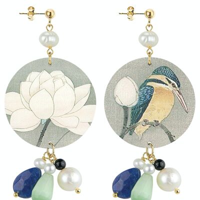 Celebrate spring with flower-inspired jewelry. The Circle Special Women's Earrings Classic White Flower and Bird. Made in Italy