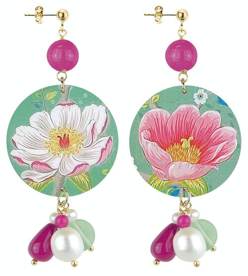 Celebra la primavera con gioielli ispirati ai fiori. Orecchini Donna The Circle Special Classico Fiore Bianco e Rosa. Made in Italy