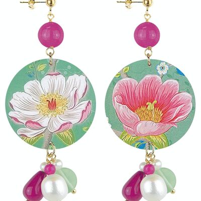 Célébrez le printemps avec des bijoux inspirés des fleurs. Boucles d'oreilles pour femmes The Circle Special Classic White and Pink Flower. Fabriqué en Italie