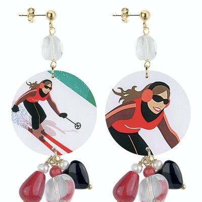 The Circle Special Small Women's Earrings with Ski. Made in Italy