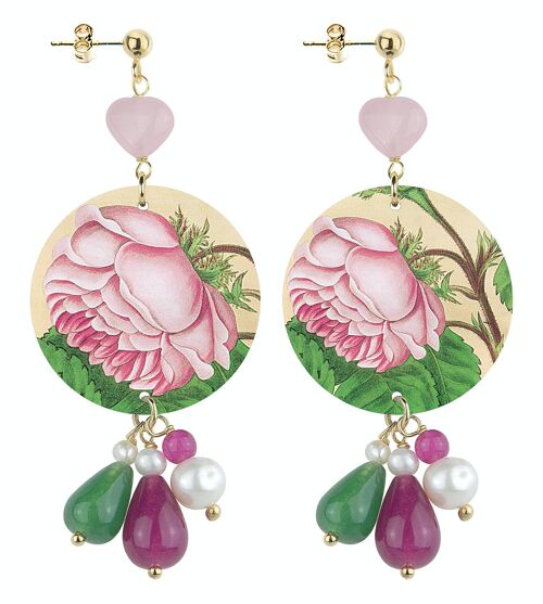 Celebra la primavera con gioielli ispirati ai fiori. Orecchini Donna The Circle Special Piccoli Fiori Rosa Fondo Chiaro. Made in Italy