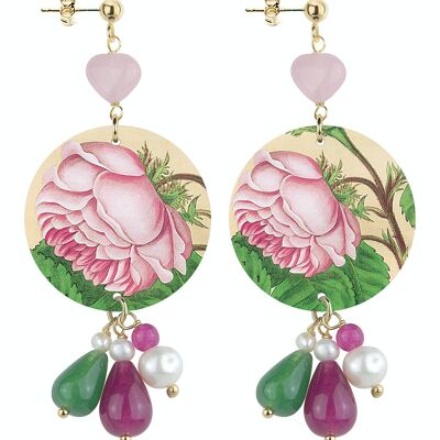 Celebrate spring with flower-inspired jewelry. The Circle Special Women's Earrings Small Pink Flowers Light Background. Made in Italy