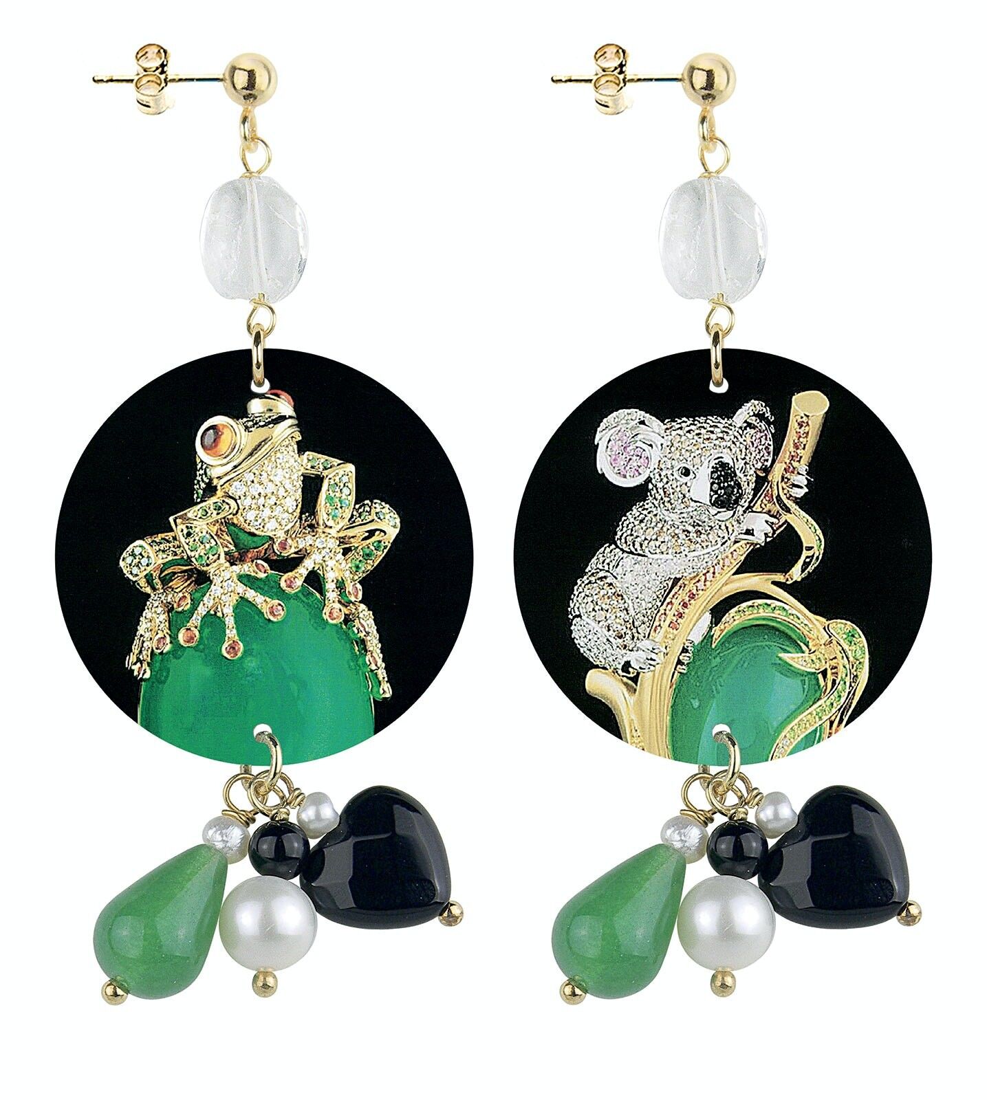 Feiern Sie den Frühling mit von der Natur inspiriertem Schmuck. The Circle Special Small Frog and Koala Damenohrringe. Hergestellt in Italien