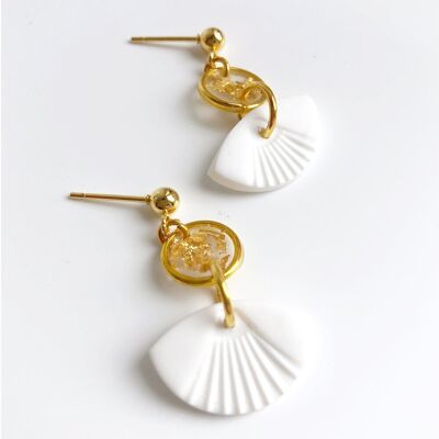 White and gold earrings - Fève N ° 24