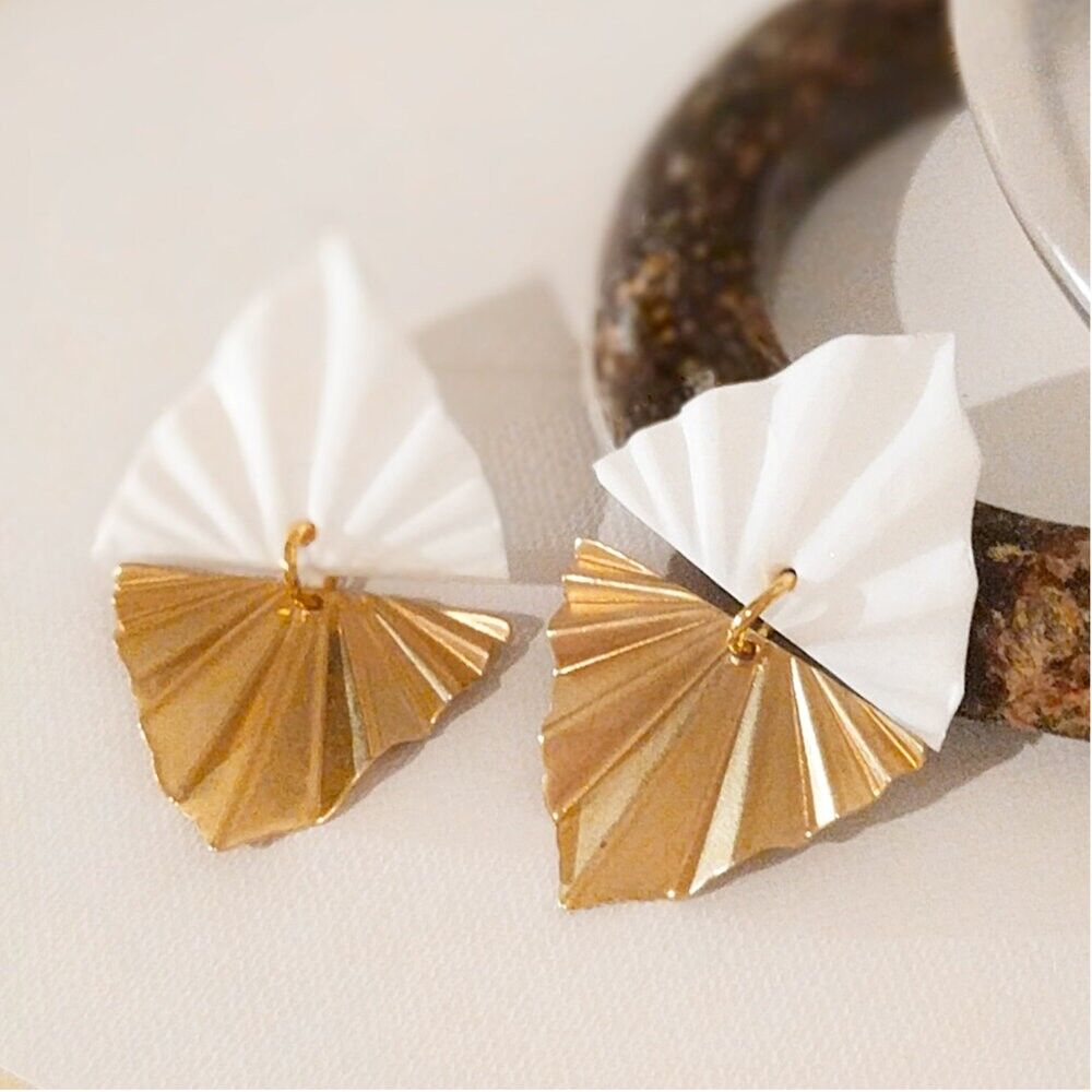 Orecchini bianchi e oro - Fève N° 05