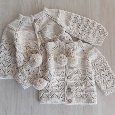 Organic Vintage 0-3Y Hand Crafted Neutral and Classic Baby Cardigan