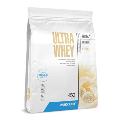 Maxler Ultra Whey Protein Powder, helado de vainilla, 450 g, batido de proteínas