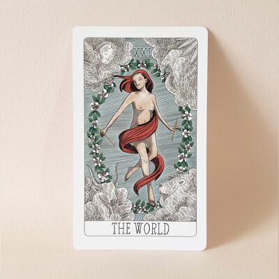Postkarte "Die Welt" Tarot - Mehrfarbig