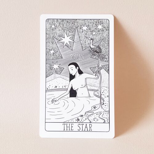 Postcard 'The Star' Tarot - Black & White