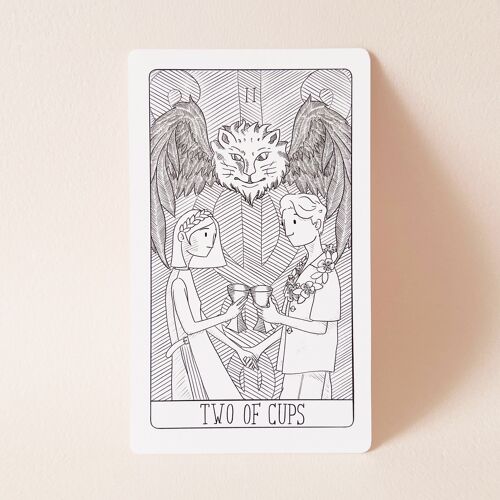 Postcard "Two of Cups" Tarot - Black & White