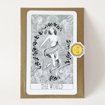 Postcard "The World" Tarot - Black & White 3