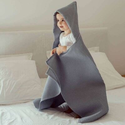 Maxi mantella da bagno in nido d'ape blu baltico