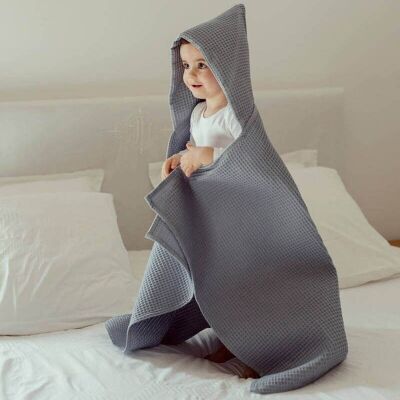 Maxi bath cape in baltic blue honeycomb