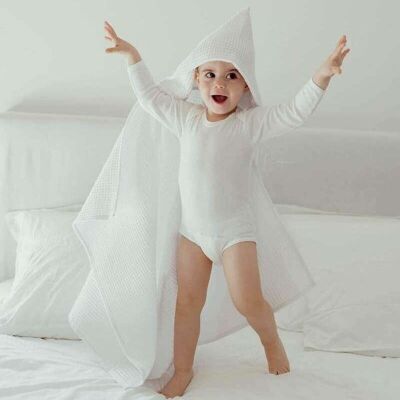 Maxi cape de bain nid d'abeille blanc