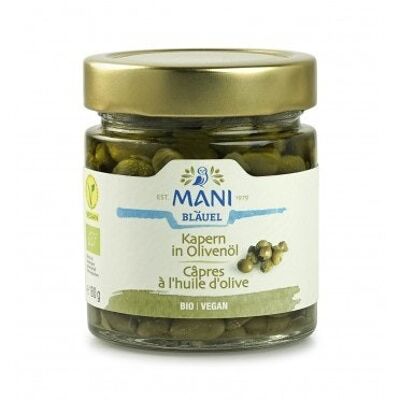 Alcaparras griegas en aceite de oliva orgánico - en un frasco