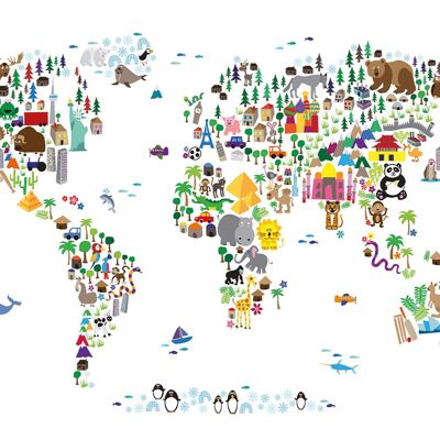 Animal Map Of The World Poster Michael Tompsett Weltkarte