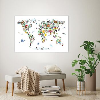Carte animale du monde affiche Michael Tompsett carte du monde 3