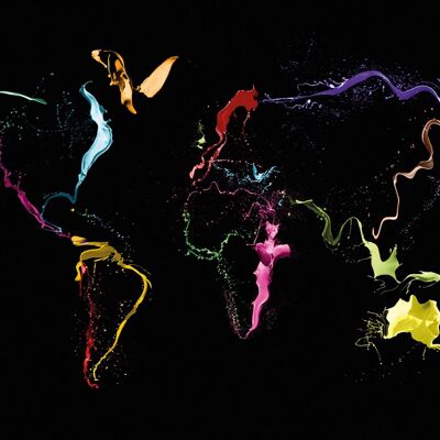 Thrown Paint World Map Poster Michael Tompsett Weltkarte