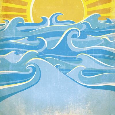 Sea Waves And Yellow Sun Poster Madeleine