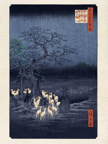 Impression d'art Hiroshige Fox Fires le soir du Nouvel An à 1