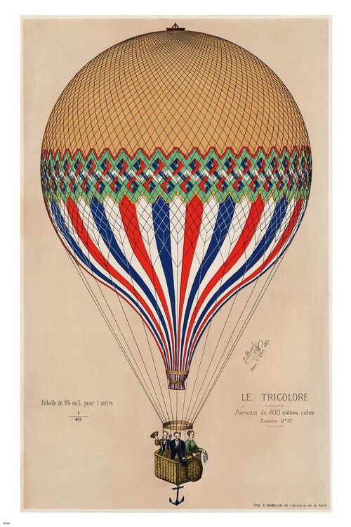 Heißluftballon Poster Le Tricolore E. Hamelin