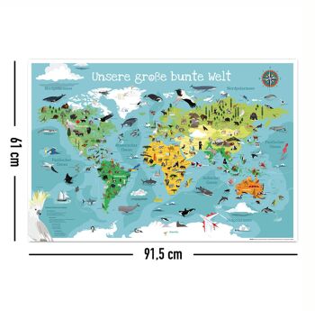 Poster Carte du monde XL pour enfants Notre grand monde coloré 6