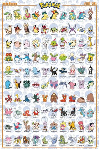 Pokémon Poster Lot de 4 Région Kanto Johto Hoenn & Sinnoh 3