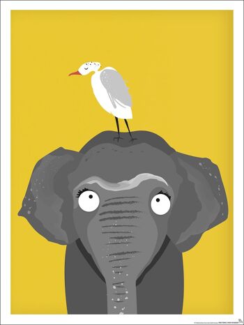 Affiche chambre enfant éléphant Afrique