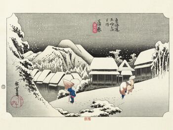 Impression d'art Hiroshige Kanbara Night Snow 1