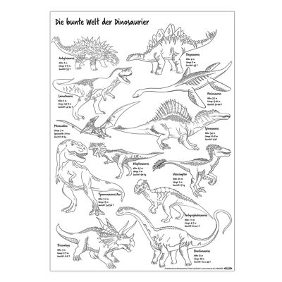 Dinosaurier Poster Din A3 zum Ausmalen 120 gr. offset