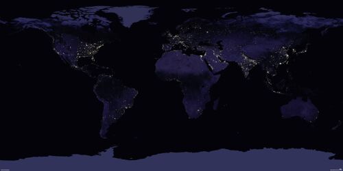 Weltkarte XXL Earth at Night Die Erde bei Nacht Lackiert