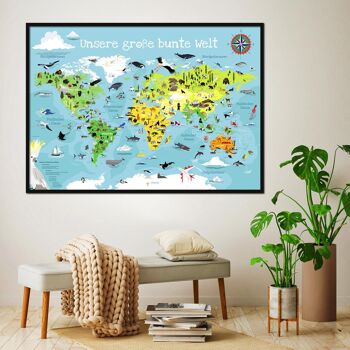 Affiche XXL carte du monde pour enfants Notre grand monde coloré 4