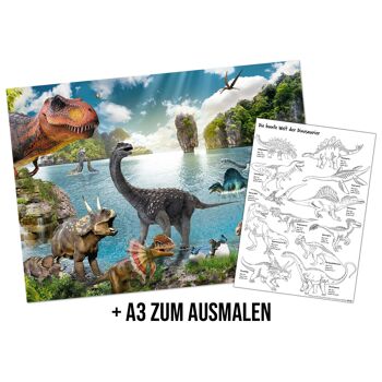 Le set d'affiches Dinosaur XXL se compose de posters XXL et à colorier. 2