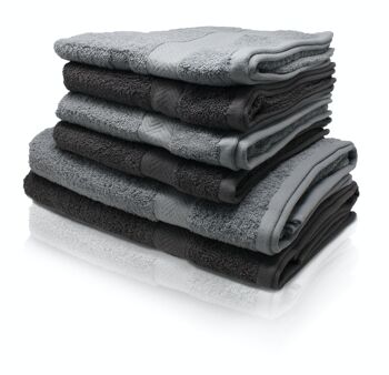 Set de serviettes 6 pièces gris clair & anthracite 1