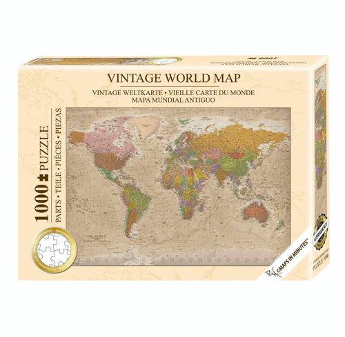 Vintage Weltkarte Puzzle 1000 Teile, MAPS IN MINUTES