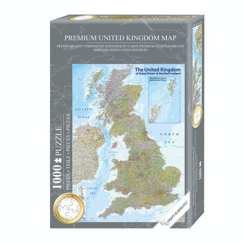 Puzzle Carte du Royaume-Uni 1000 pièces CARTES EN MINUTES, Grande-Bretagne 1
