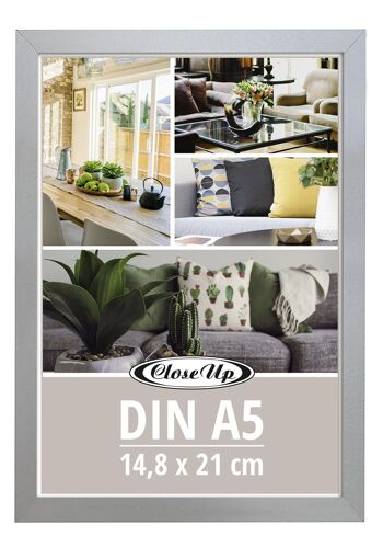 Cadre pour affiche 148 x 21 cm lot de 4 (DIN A5) décor bois argent 2