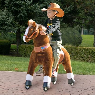 PonyCycle Officiel Authentique Cheval Enfants Ride on Toys Trottinettes pour Enfants (avec Frein) Pony Cycle Ride on Brown Peluche Jouet Modèle U-best cadeau/cadeau