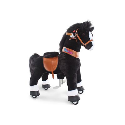 Cheval noir en peluche PonyCycle | Jouet à chevaucher | Cadeau idéal